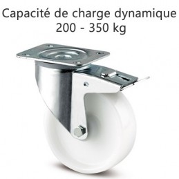 Roulette pivotante à blocage total suiveur roue polyamide