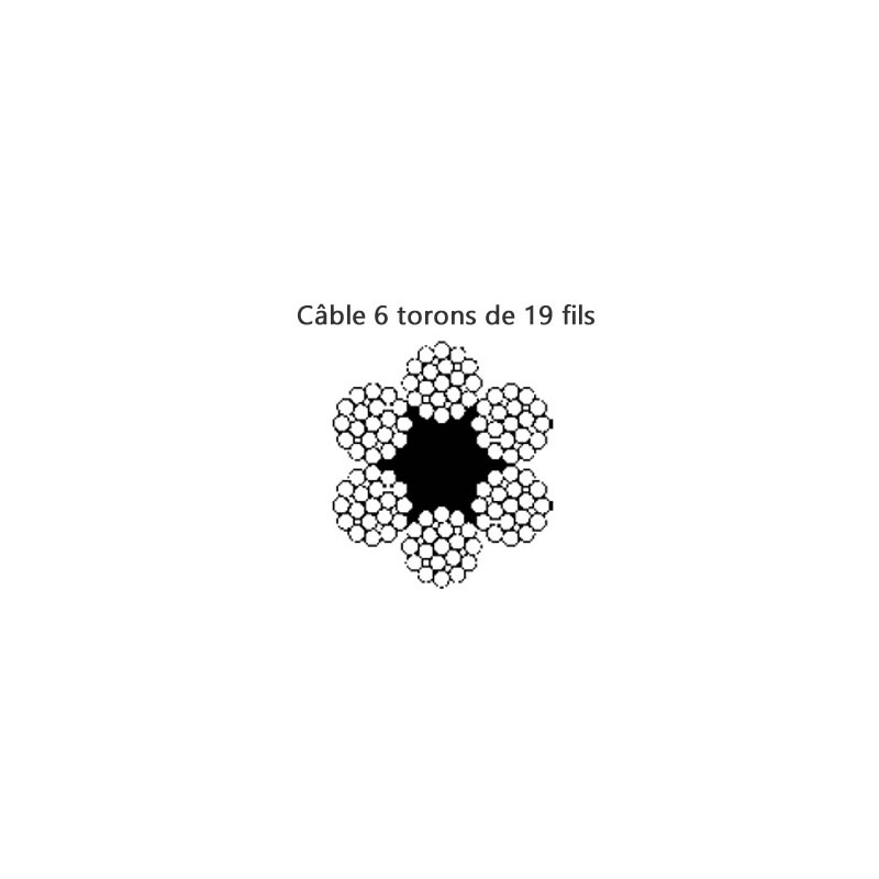 Câble 4 mm de 6 torons de 19 fils