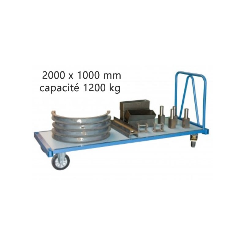 Chariot industriel pour charges lourdes 2000 x 1000 mm 1200 kg