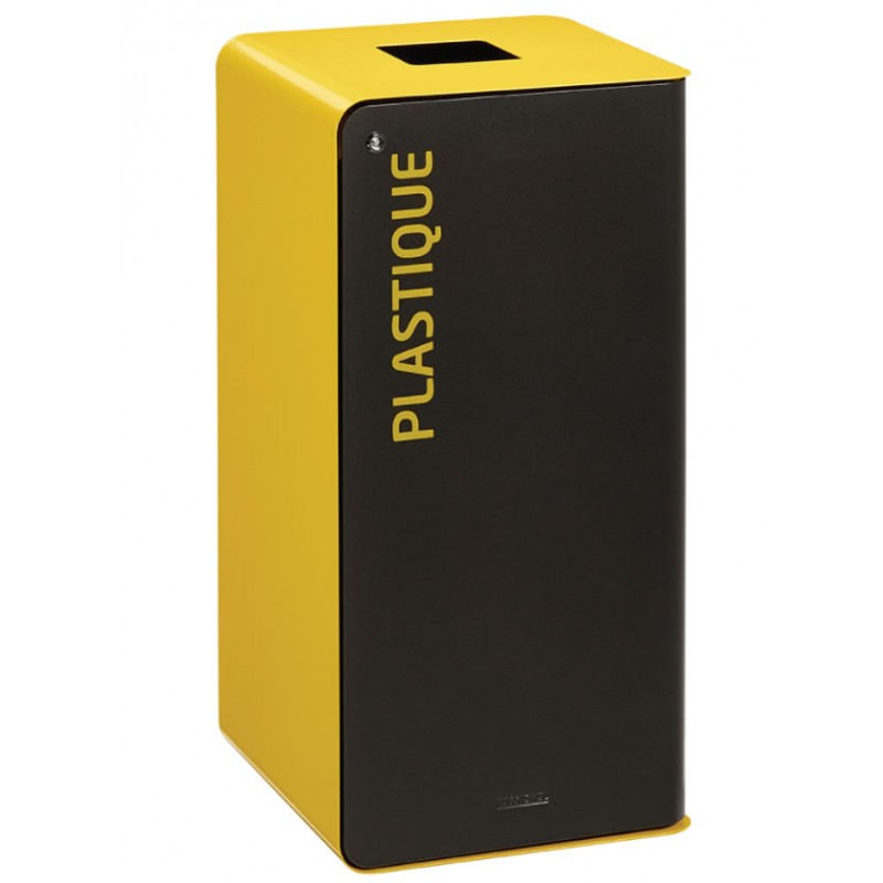 CUBATRI Borne de tri sélectif 40L avec serrure jaune pour le plastique. CUBATRI Borne de tri sélectif 40L avec serrure jaune pour le plastique.