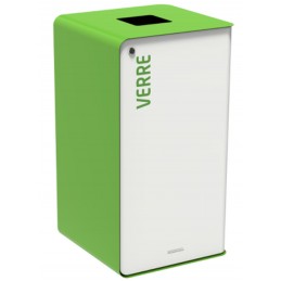 CUBATRI Borne de tri sélectif 40L avec serrure blanc vert