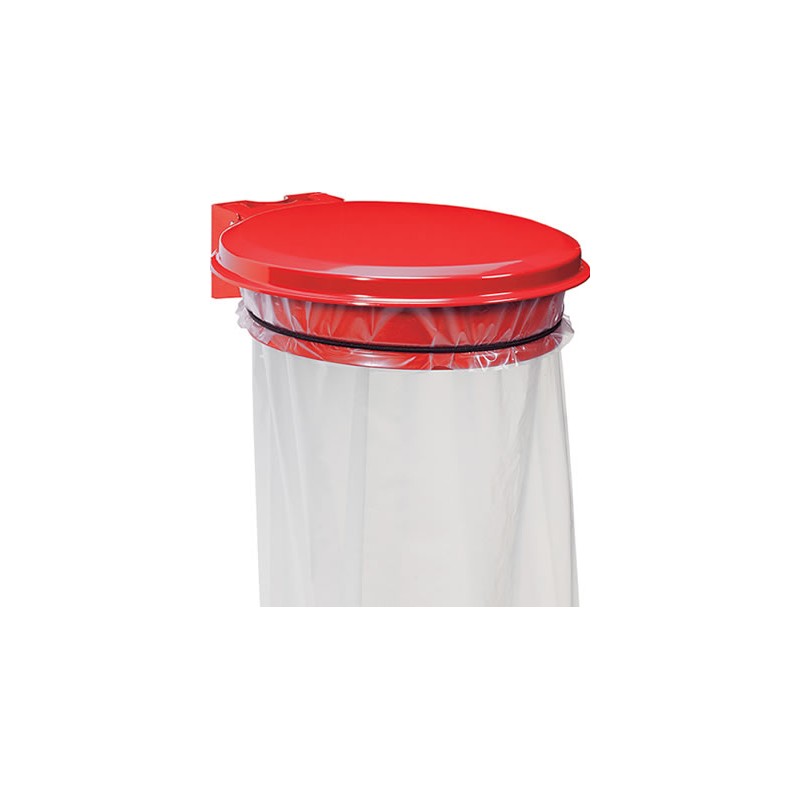 Support sac mural avec couvercle 110L rouge