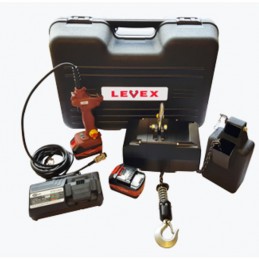 Palans à batterie à chaîne LEVEX DCH fixe à crochet avec valise de transport.