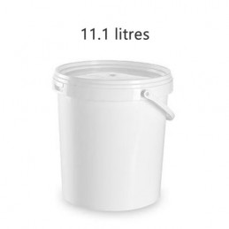 Seau alimentaire 11.1 litres UN blanc avec couvercle