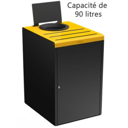 Meuble de tri sélectif 90 litres gris jaune