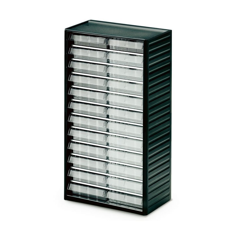 Armoire quincaillerie avec 24 tiroirs transparents