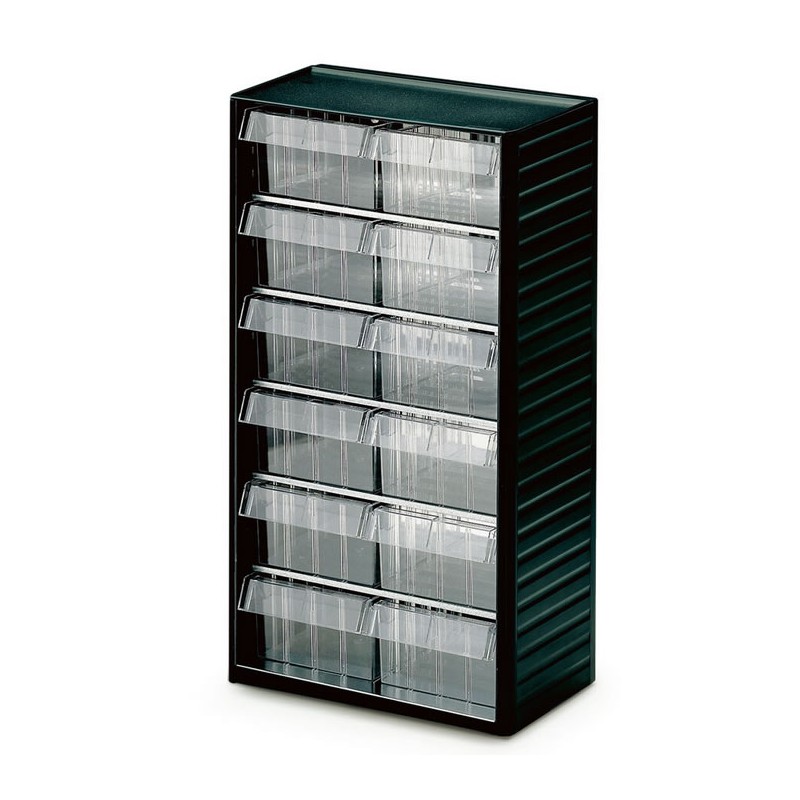 Armoire quincaillerie avec 12 tiroirs transparents