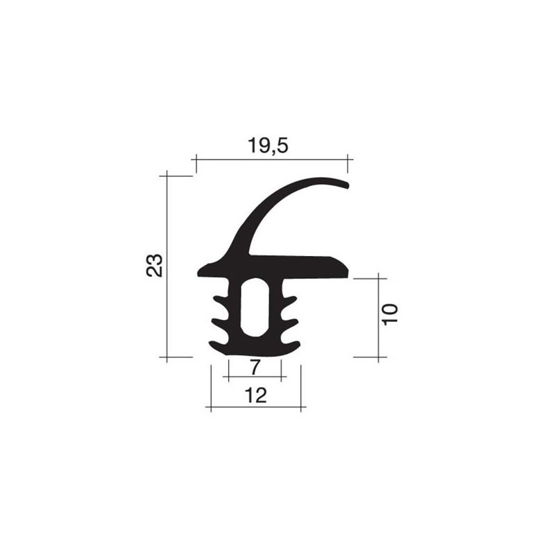 Joint 23 x 19.5 mm en caoutchouc noir pour porte