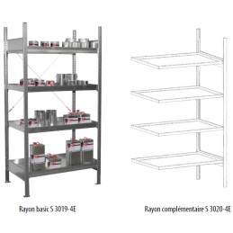 Rayonnage avec 4 bac de rétention pour petits récipients