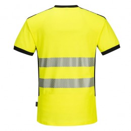 T-shirt coton col V haute visibilité jaune