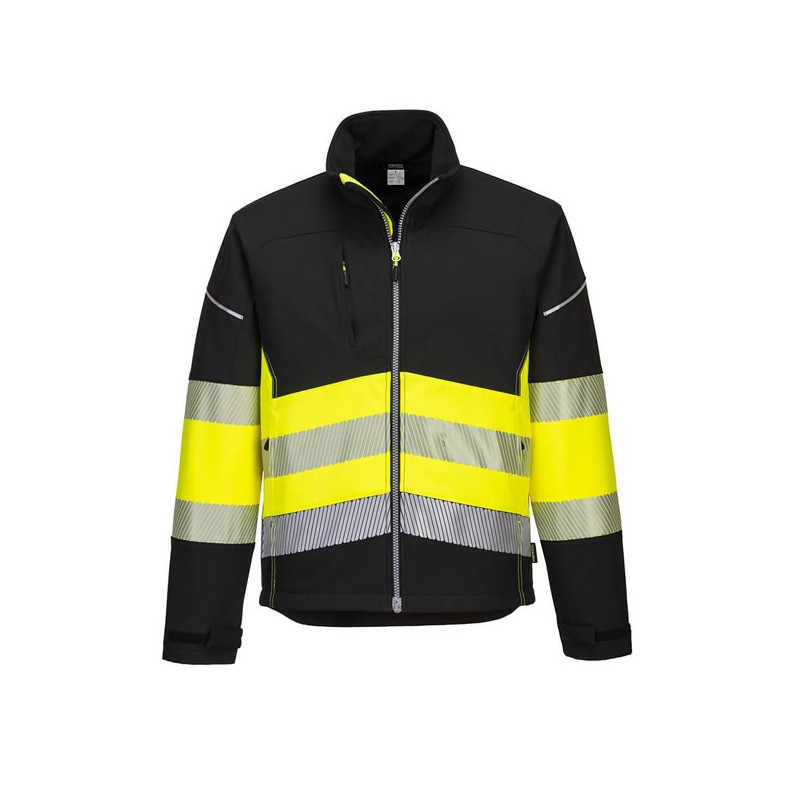 Veste Noir-jaune softshell PW3 haute visibilité classe 1