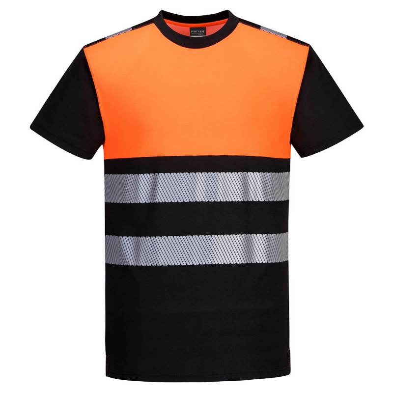 T-shirt PW3 Noir/Orange haute visibilité classe 1
