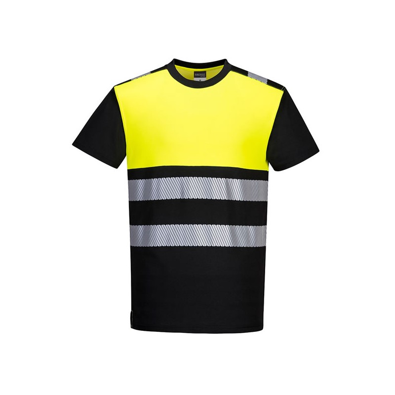 T-shirt PW3 Noir-jaune haute visibilité classe 1