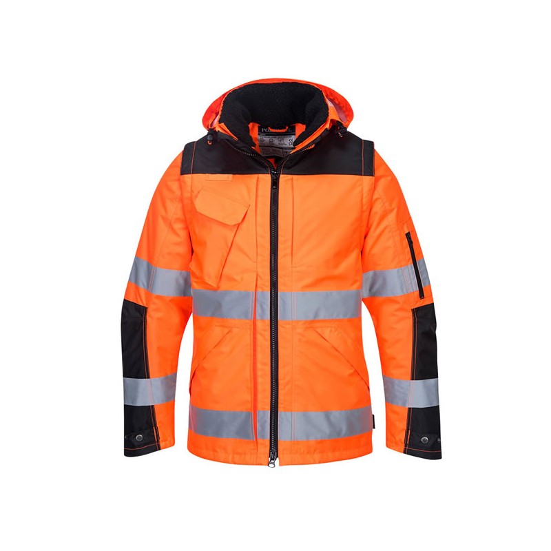 Blouson 3-en-1 orange noir Pro haute visibilité