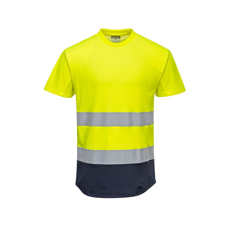 Tee-shirt jaune marine Mesh bicolore