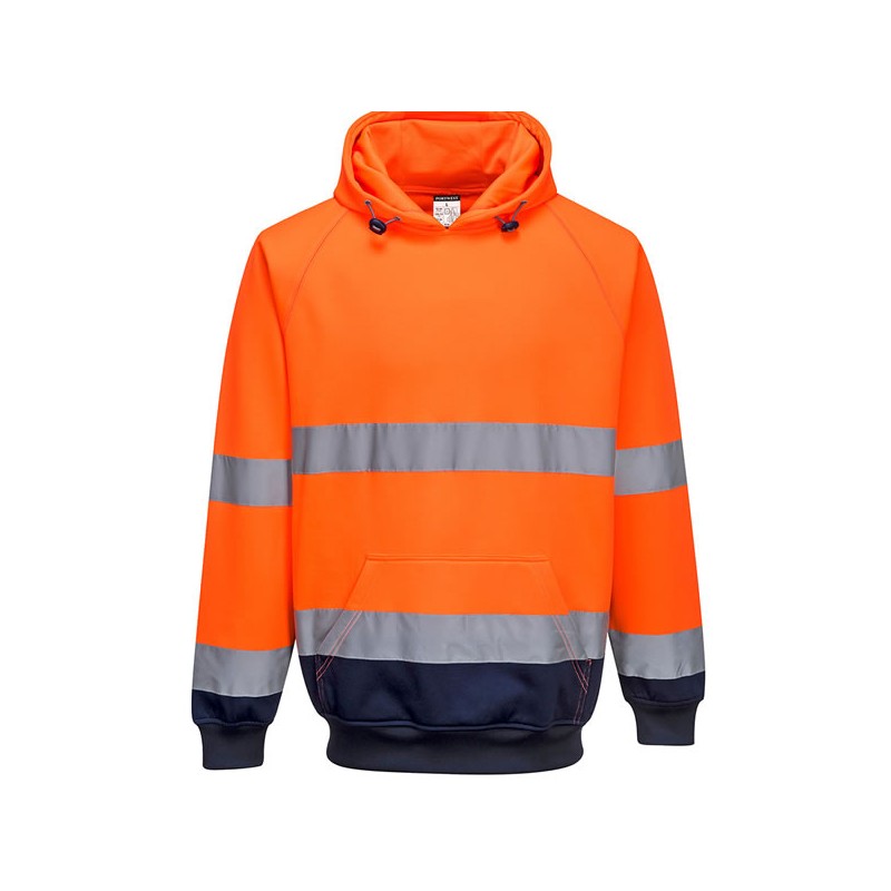 Sweat shirt à capuche bicolore Orange Marine