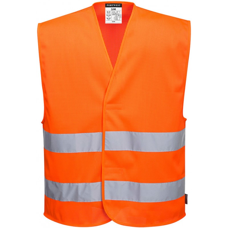 Gilet 2 bandes orange haute visibilité MeshAir