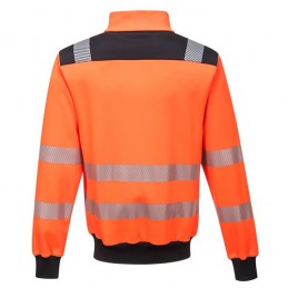 Sweatshirt Zippé Orange Noir PW3 haute visibilité