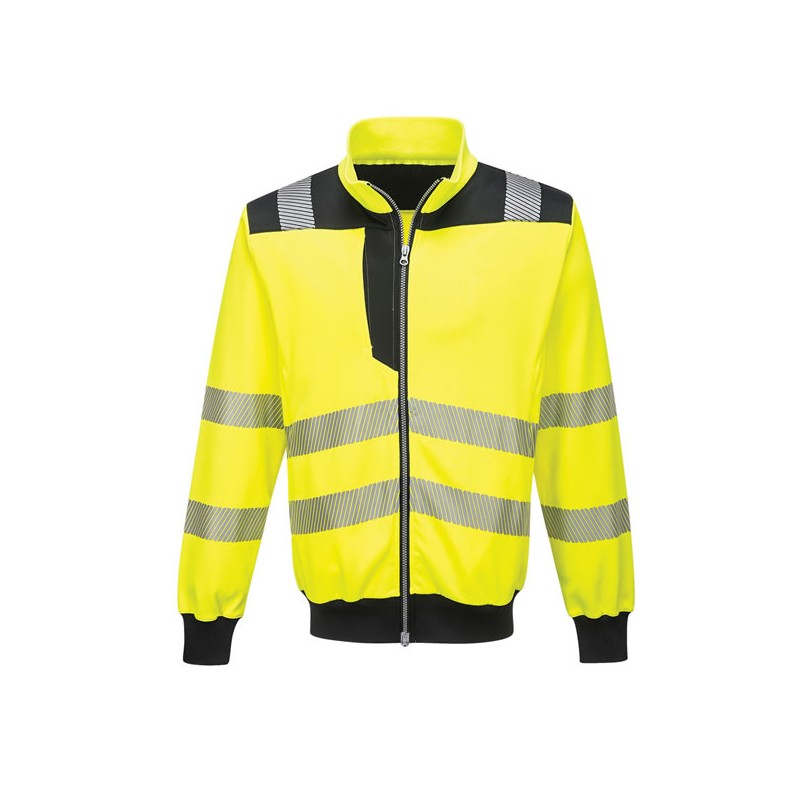 Sweatshirt Zippé jaune Noir PW3 haute visibilité