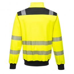 Sweatshirt Zippé jaune Noir PW3 haute visibilité