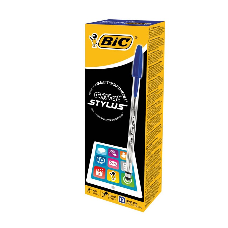 12 Stylos à bille noir Cristal Stylus BIC