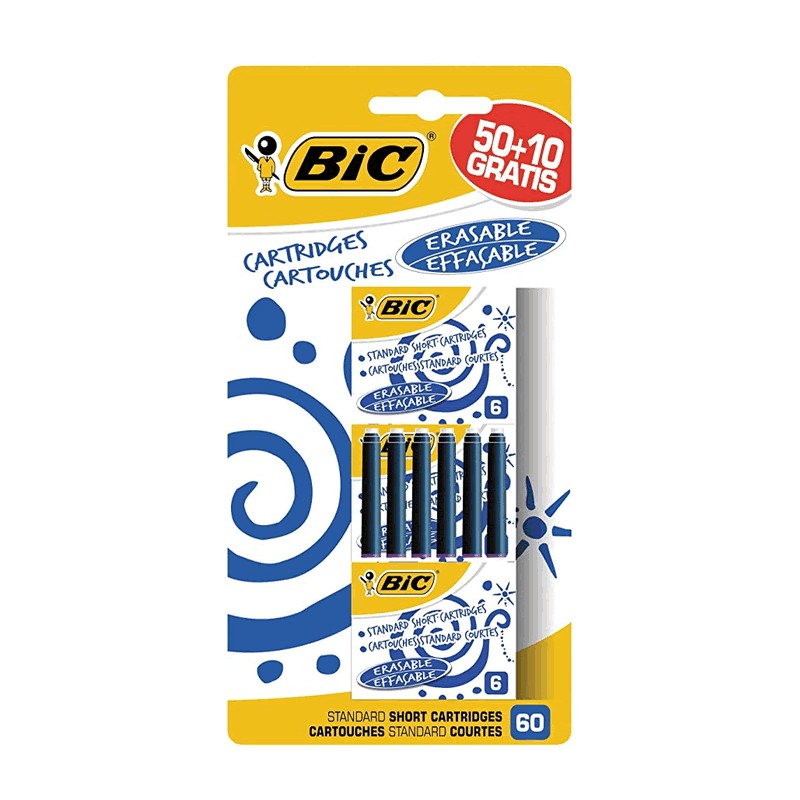 BIC Cartouches d'Encre Courtes Standard pour Stylos-Plume Bleu
