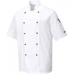 Veste de cuisine blanche en tissu sergé