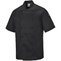 Veste de cuisine noire en tissu sergé