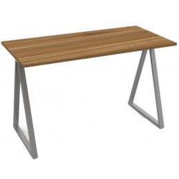 Bureau gris métal plateau décor noyer 110 cm