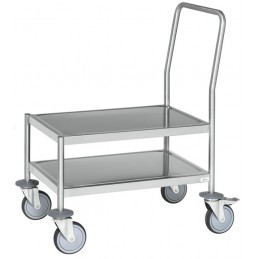 Chariot inox 2 tablettes sur 3 dimensions