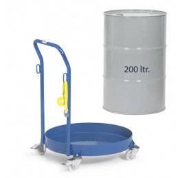 Rouleur pour fûts de 200 litres avec dossier de poussée : mise en situation.
